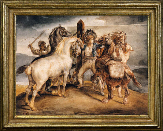 Théodore Géricault, "Five Horses at Stake"