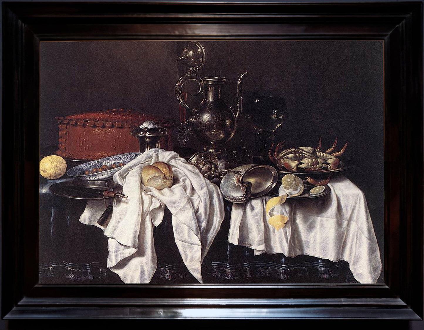 Willhem Claesz. Heda, "Still Life with Pie, Silver Ewer and Crab"
