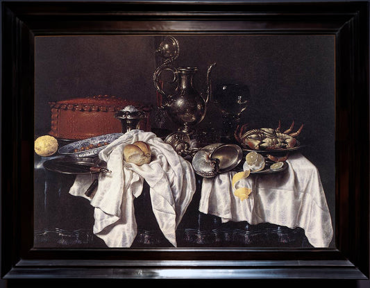 Willhem Claesz. Heda, "Still Life with Pie, Silver Ewer and Crab"