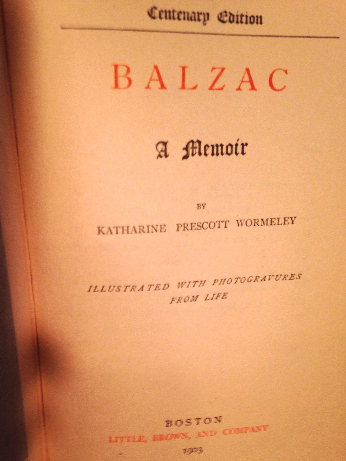 Memoir of Balzac
