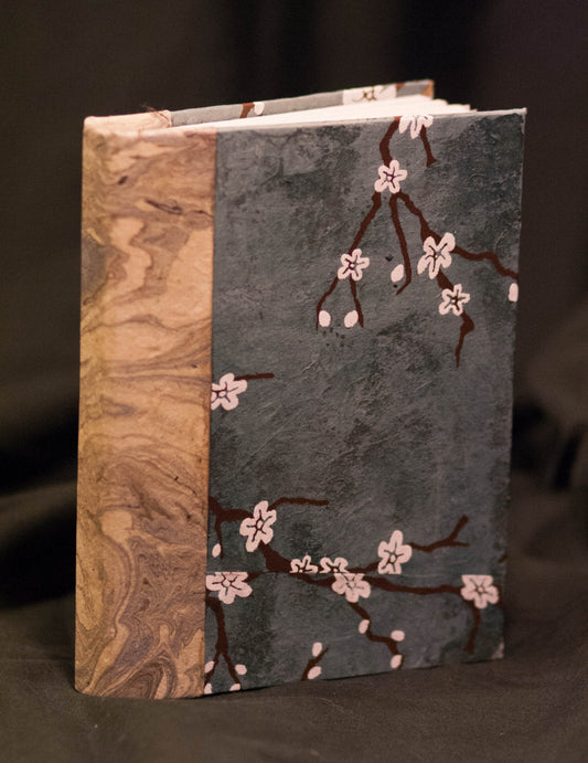 Cherry Blossom and Marble Hand-bound Journal