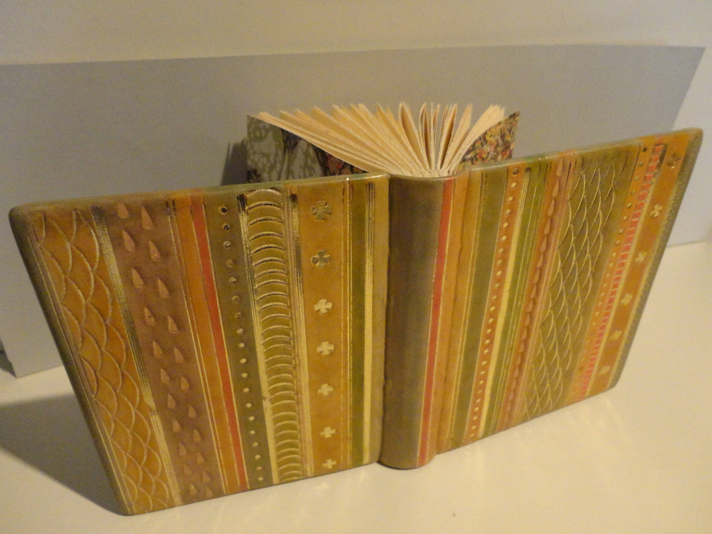 Hand-bound Striped Leather Embossed Journal