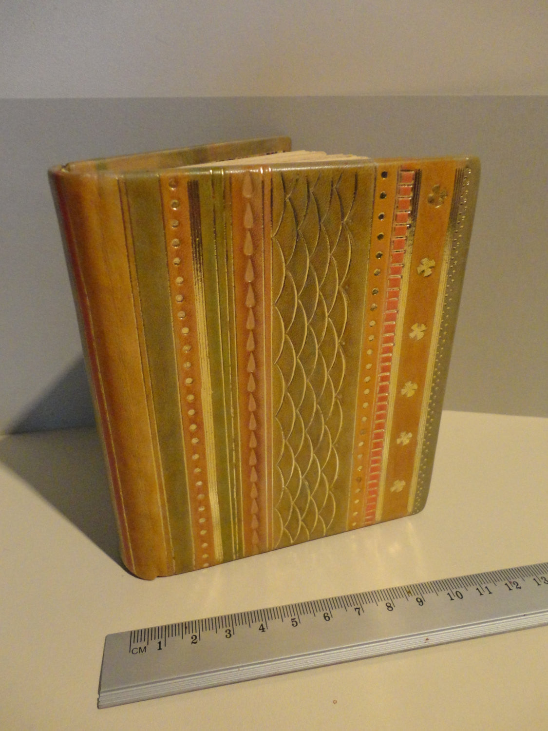 Hand-bound Striped Leather Embossed Journal